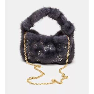Zara Shiny Faux Fur Mini Bag with Gold Chain